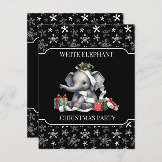 Witte olifant kerstfeest uitnodiging (Voorkant / Achterkant)