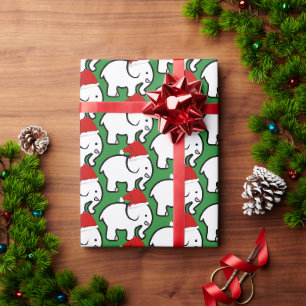 Witte Olifant Kerstman Hoed Inpakpapier Rol