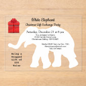 Witte Olifant Kerstmis Diamant Patroon Terug Acryl Uitnodigingen (Voorkant)