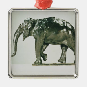 Witte olifant metalen ornament