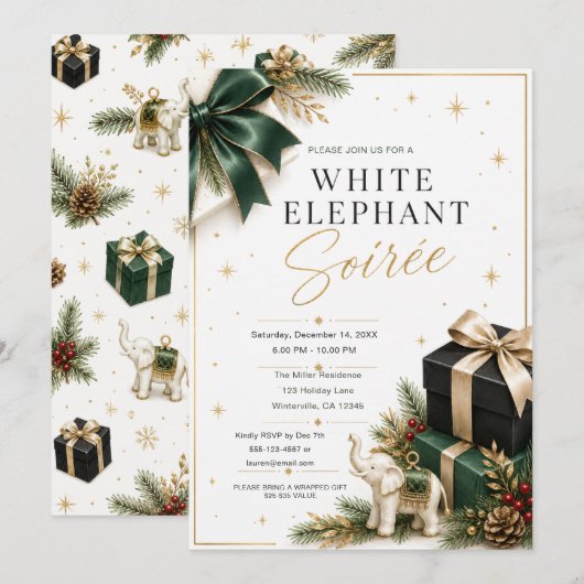 Witte Olifant Soiree Uitnodiging (Voorkant / Achterkant)