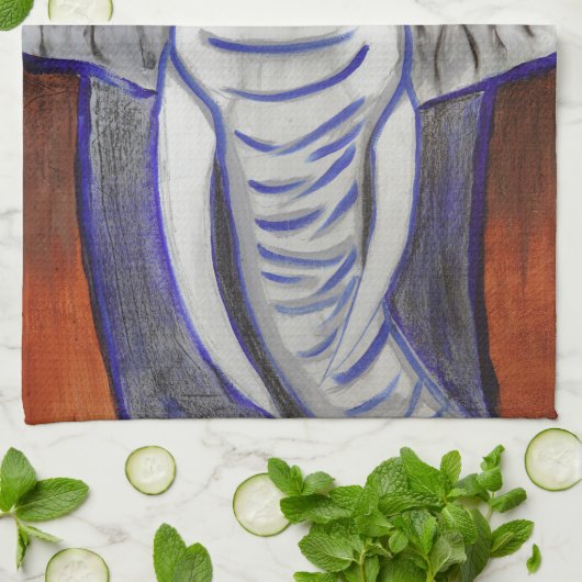 Witte olifant theedoek (Gevouwen)