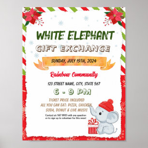 Witte Olifant Veiling Nacht sjabloon Poster