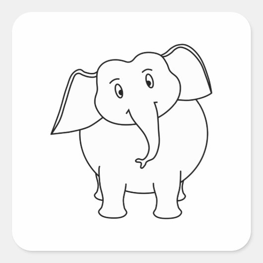 Witte olifant. vierkante sticker (Voorkant)