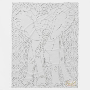 Witte olifant witte gekleurde vlootswand fleece deken