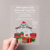 Witte Olifant Zegel Kerstmis Gift Exchange Acryl Uitnodigingen (Insitu (Draagbaar))