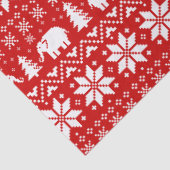 Witte Olifanten Kerst Vakantie Patroon Rood Tissuepapier (Detail)