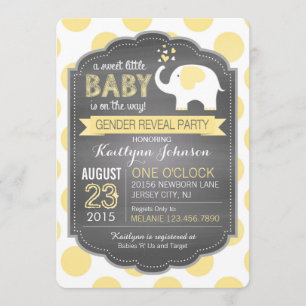 Witte olifanten Stippen Geslacht Bek Baby shower Kaart