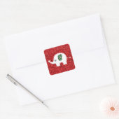 Witte olifantenrode glittersticker vierkante sticker (Envelop)