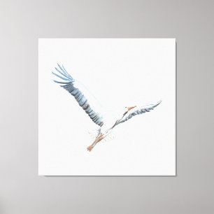 Witte ooievaar canvas afdruk