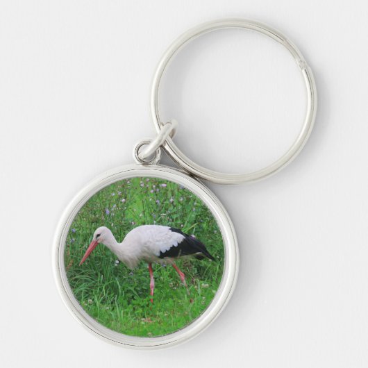 Witte ooievaar sleutelhanger (Voorkant)