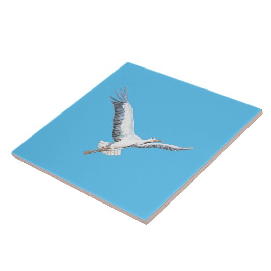 Witte ooievaar tegeltje (Zijkant)