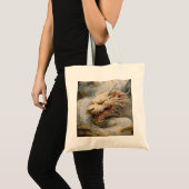 Witte oosterse draak tote bag (Voorkant (product))
