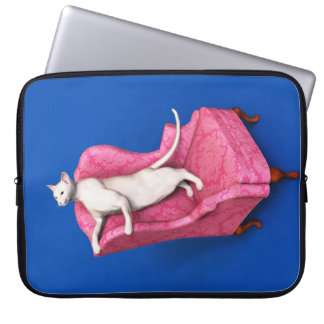 Witte oosterse kat laptophoes laptop sleeve