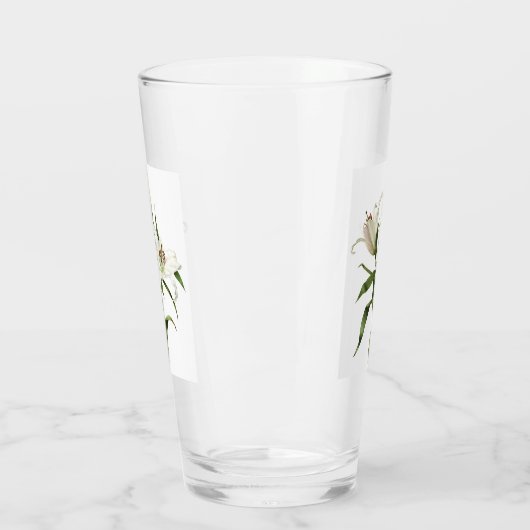 Witte oosterse lelie bloemige botanische kunst glas (Links)