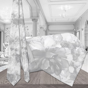 Witte op Witte trapsgewijs geplaatste Pioenrozen L Stropdas