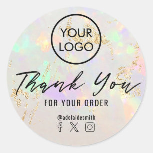 Witte opaal geïnspireerde textuur dank u ronde sticker
