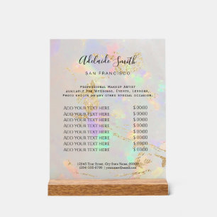 Witte Opal Achtergrond Prijslijst Beauty Salon Acryl Bord