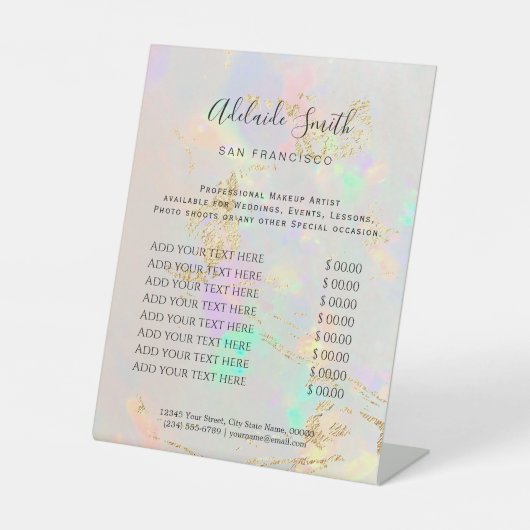 witte opal prijslijst Pedestal Sign Reclamebord Met Voetstuk (Voorkant)