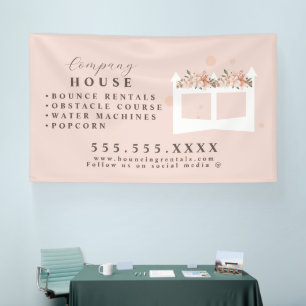 Witte opblaasbare kasteel spandoek