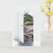 Witte Open deur met tuinsympathie Kaart (Gele Bloem)