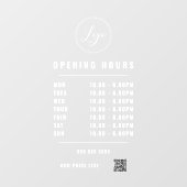 Witte Openingstijden Logo QR Code Transparant Raamsticker (Vel)