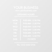 Witte openingstijden voor bedrijven transparant raamsticker (Vel)