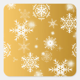 Witte openwerk sneeuwvlokken. vierkante sticker