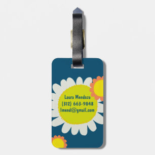 Witte Oranje Daisy Flower GEPERSONALISEERD INITIAL Bagagelabel