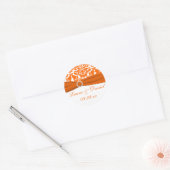 Witte, Oranje Damask bruiloft gunst Sticker (Envelop)