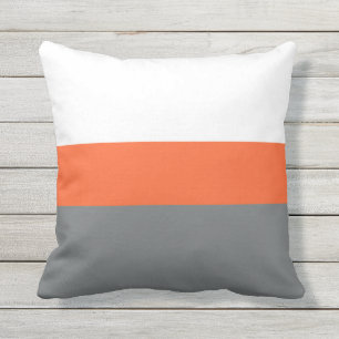 Witte Oranje Grijze Strepen Buitenkussen