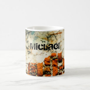 Witte oranje Koele bakstenen muur grafiti Aangepas Koffiemok