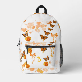 Witte & Oranje Vlinder Roos Monogram "B" Rugzak
