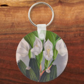 witte orchidee Anguloa Uniflora Lindenia Sleutelhanger (Voorkant)