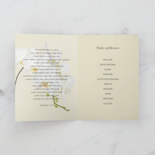 Witte orchidee begrafenis viering van het leven Fo Programma (Binnen)