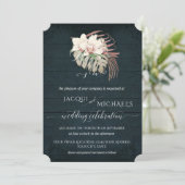 Witte Orchidee Bloemen BOHO Moody Marine Blauw Tro Kaart (Staand voorkant)