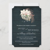 Witte Orchidee Bloemen BOHO Moody Marine Blauw Tro Kaart (Voorkant)