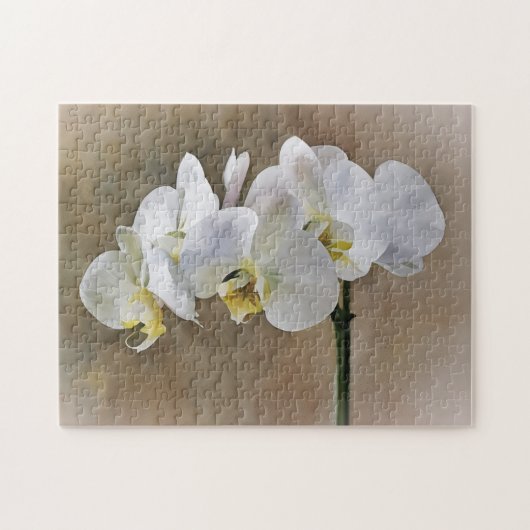 Witte Orchidee Bloemen Floral Art Puzzel (Horizontaal)
