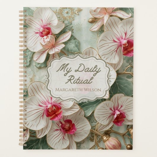 Witte Orchidee Bloemendagelijkse Planner Studie Or (Voorkant)