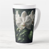 Witte orchidee bloemig latte mok (Rechterhoek)