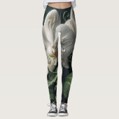 Witte orchidee bloemig leggings (Voorkant)