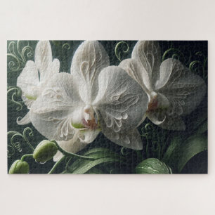 Witte orchidee bloemig legpuzzel