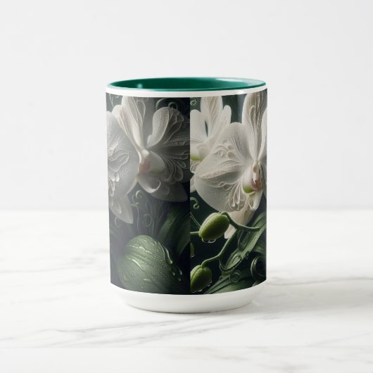 Witte orchidee bloemig mok (Midden)