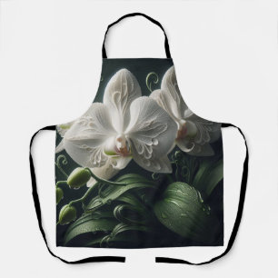 Witte orchidee bloemig schort
