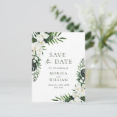 Witte Orchidee Bohemian Bloemen Bruiloft Save The Briefkaart (Staand voorkant)