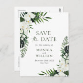 Witte Orchidee Bohemian Bloemen Bruiloft Save The Briefkaart (Voorkant / Achterkant)