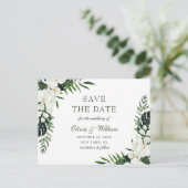 Witte Orchidee Bohemian Bloemen Bruiloft Save The Briefkaart (Staand voorkant)