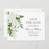 Witte Orchidee Bohemian Bloemen Bruiloft Save The  Briefkaart (Voorkant / Achterkant)