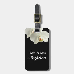 Witte orchidee bruiloft Bagagelabels voor huwelijk