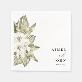 Witte Orchidee bruiloft cocktail servetten